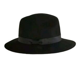 J. Crew 100% Felt Wool Fedora Hat Black Coastal Cowgirl Western Streetwear NEW